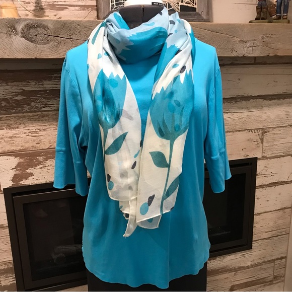 CJ Banks Teal Knit Top, 2X, 3/4 Sleeve - Picture 7 of 9